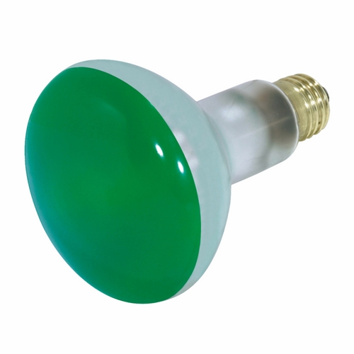Incandescent Reflector Lamp, Designation: 75BR30/G, 130 V, 75 WTT, BR30 Shape, E26 Medium Base, Green, C-9 Filament, 2000 HR, 5-3/8 IN Length, 3-3/4 IN Diameter