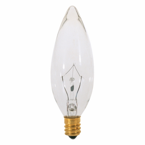 Incandescent Decorative Lamp, Designation: 15BA9 1/2, 120 V, 15 WTT, BA9 1/2 Shape, E12 Candelabra Base, Clear, C-7A Filament, 1500 HR, Lumens: 114 LM Initial, 3-1/2 IN Length, 1-3/16 IN Diameter