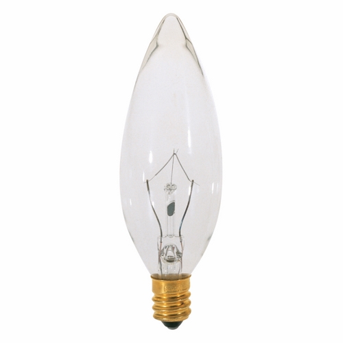 Incandescent Decorative Lamp, Designation: 15BA9 1/2, 120 V, 15 WTT, BA9 1/2 Shape, E12 Candelabra Base, Clear, C-7A Filament, 1500 HR, Lumens: 114 LM Initial, 3-1/2 IN Length, 1-3/16 IN Diameter