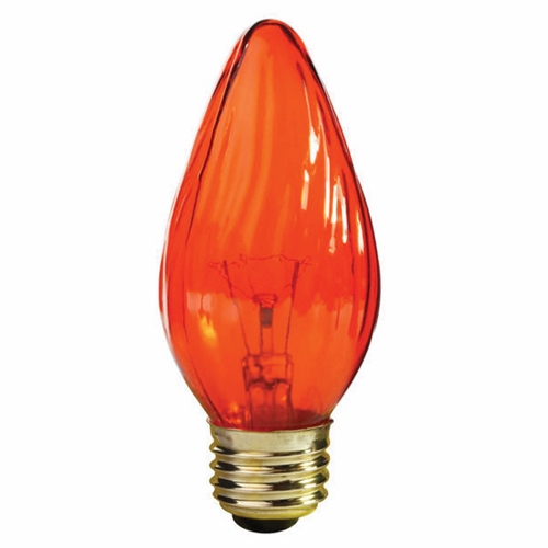 Incandescent Decorative Lamp, Designation: 25F15/A, 120 V, 25 WTT, F15 Shape, E26 Medium Base, Amber, CC-9 Filament, 1500 HR, 4-1/2 IN Length, 1-7/8 IN Diameter