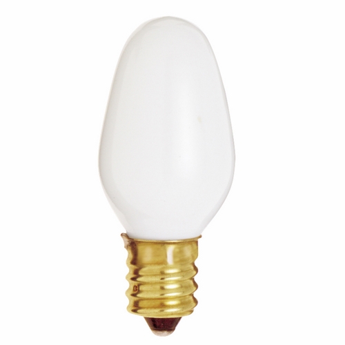 Incandescent Night Light & Holiday Lamp, Designation: 4C7/W, 120 V, 4 WTT, C7 Shape, E12 Candelabra Base, White, C-7A Filament, 3000 HR, Lumens: 8 LM Initial, 2-1/8 IN Length, 7/8 IN Diameter