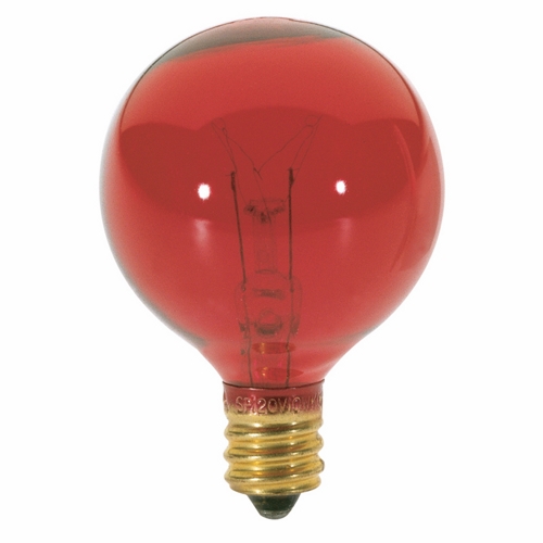 Incandescent Globe Lamp, Designation: 10G12 1/2/R, 120 V, 10 WTT, G12 1/2 Shape, E12 Candelabra Base, Transparent Red, C-7A Filament, 1500 HR, 2-3/8 IN Length, 1-9/16 IN Diameter