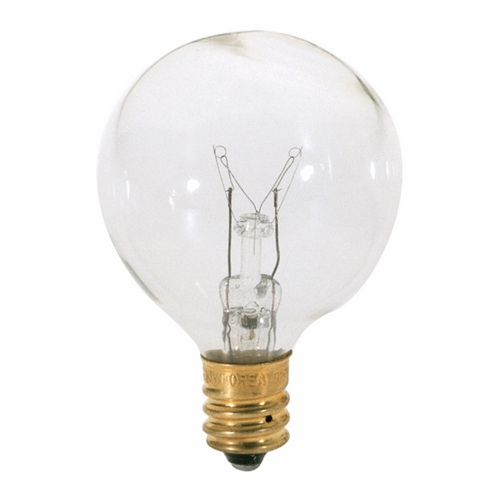 Incandescent Globe Lamp, Designation: 10G12 1/2, 120 V, 10 WTT, G12 1/2 Pear Shape, E12 Candelabra Base, Clear, C-7A Filament, 1500 HR, Lumens: 60 LM Initial, 2-3/8 IN Length, 1-9/16 IN Diameter