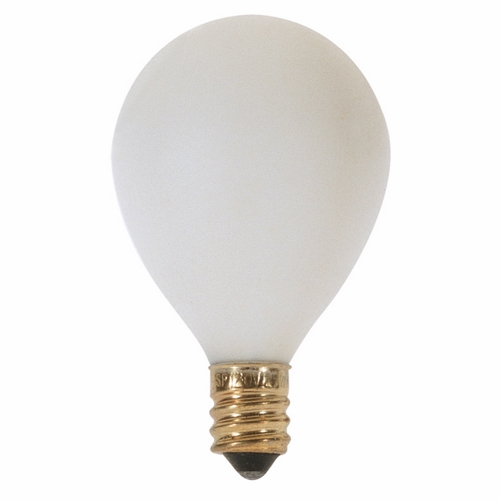 Incandescent Globe Lamp, Designation: 25G12 1/2/W, 120 V, 25 WTT, G12 1/2 Pear Shape, E12 Candelabra Base, Satin White, C-7A Filament, 1500 HR, Lumens: 180 LM Initial, 2-3/8 IN Length, 1-9/16 IN Diameter