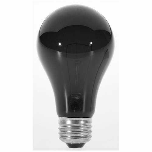 Incandescent General Service Lamp, Designation: 75A/BlackLight, 120 V, 75 WTT, A19 Shape, E26 Medium Base, Black, C-9 Filament, 480 HR, 4-1/8 IN Length, 2-3/8 IN Diameter