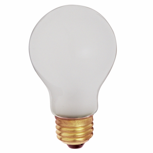 Incandescent Shatter Proof Lamp, Designation: 60A/RS/TF/2PK, 130 V, 60 WTT, A19 Shape, E26 Medium Base, Frosted, C-9 Filament, 5000 HR, Lumens: 520 LM Initial, 4-1/8 IN Length, 2-3/8 IN Diameter