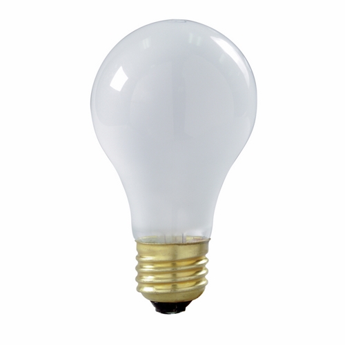 Incandescent Shatter Proof Lamp, Designation: 75A/RS/TF/2PK, 130 V, 75 WTT, A19 Shape, E26 Medium Base, Frosted, C-9 Filament, 5000 HR, Lumens: 680 LM Initial, 4-1/8 IN Length, 2-3/8 IN Diameter