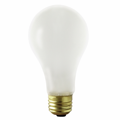 Incandescent Shatter Proof Lamp, Designation: 150A21/TF, 130 V, 150 WTT, A21 Shape, E26 Medium Base, Frosted, C-9 Filament, 2500 HR, Lumens: 1750 LM Initial, 5-5/8 IN Length, 2-5/8 IN Diameter