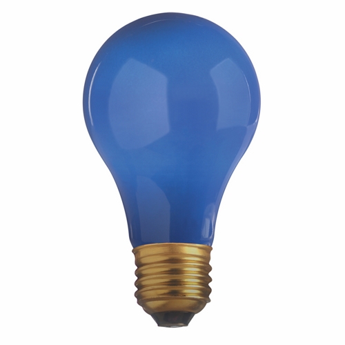 Incandescent General Service Lamp, Designation: 40A/B, 130 V, 40 WTT, A19 Shape, E26 Medium Base, Ceramic Blue, C-9 Filament, 2000 HR, 4-1/8 IN Length, 2-3/8 IN Diameter
