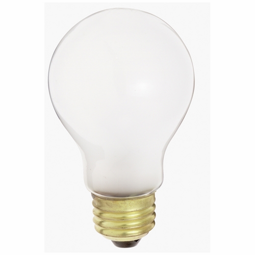 Incandescent General Service Lamp, Designation: 50A19/F/34V, 34 V, 50 WTT, A19 Shape, E26 Medium Base, Frosted, C-6 Filament, 1500 HR, Lumens: 540 LM Initial, 4-1/8 IN Length, 2-3/8 IN Diameter