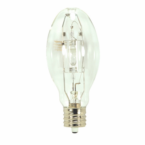 HID Metal Halide Lamp, Designation: MP400/ED37/PS/BU/4K, 400 WTT, ED37 Shape, E39 Mogul Base, Clear, 20000 HR, Lumens: 42000 LM Initial, 4200 DEG K Color Temperature, Cool White 65 CRI, 11-1/2 IN Length, 4-5/8 IN Diameter, Burn Position: BU +/- 15