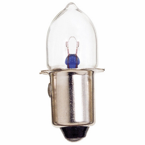 Miniature Lamp, Designation: PR4, 2.33 V, 0.63 WTT, B3 1/2 Shape, P13.5s Flange Base, C-2R Filament, 10 HR, 0.27 AMP, 1-1/4 IN Length, 7/16 IN Diameter