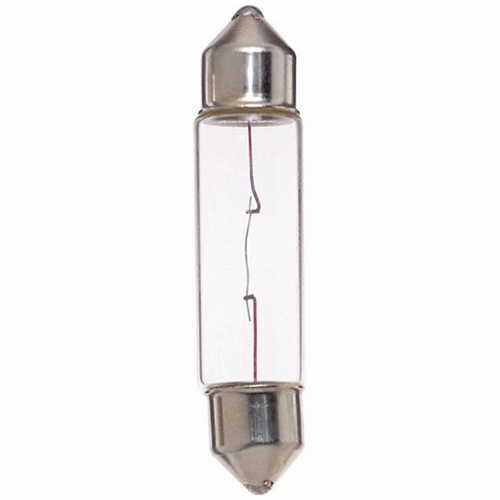 Miniature Festoon & Rigid Loop Xenon Lamp, Designation: X5T3 1/4 24V Festoon, 24 V, 5 WTT, T3 1/4 Shape, SV8.5-8 Festoon Base, Clear, 15000 HR, Lumens: 50 LM Initial, 0.19 AMP, 1-23/32 IN Length, 13/32 IN Diameter