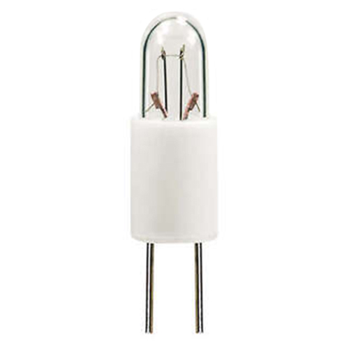 Miniature Lamp, Designation: 7387, 28 V, 1.12 WTT, T1 3/4 Shape, G3.17 G3.17 Base, Clear, C-2F Filament, 7000 HR, Lumens: 0.3 LM Initial, 0.04 AMP, 5/8 IN Length, 7/32 IN Diameter