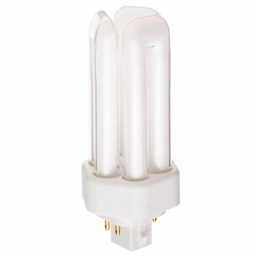 Compact Fluorescent Triple Twin 4 Pin Lamp, Designation: CFT8W/4P/841, 18 WTT, T4 Shape, GX24q-2 GX24q-2 (4-Pin) Base, 15000 HR, Lumens: 1200 LM Initial, 4100 DEG K Color Temperature, Cool White 82 CRI, 4-19/32 IN Length