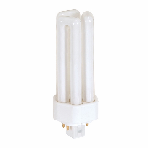 Compact Fluorescent Triple Twin 4 Pin Lamp, Designation: CFT26W/4P/827, 26 WTT, T4 Shape, GX24q-3 GX24q-3 (4-Pin) Base, 15000 HR, Lumens: 1800 LM Initial, 2700 DEG K Color Temperature, Warm White 82 CRI, 5-5/16 IN Length