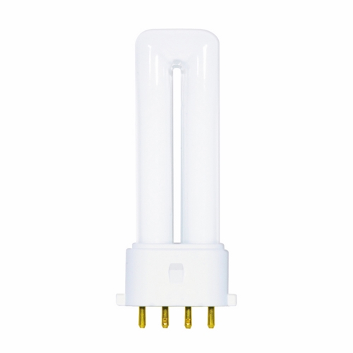 Compact Fluorescent Single Twin 4 Pin Lamp, Designation: CF5DS/E/841, 5 WTT, T4 Shape, 2G7 2G7 Base, 15000 HR, Lumens: 230 LM Initial, 4100 DEG K Color Temperature, Cool White 82 CRI, 3-13/32 IN Length