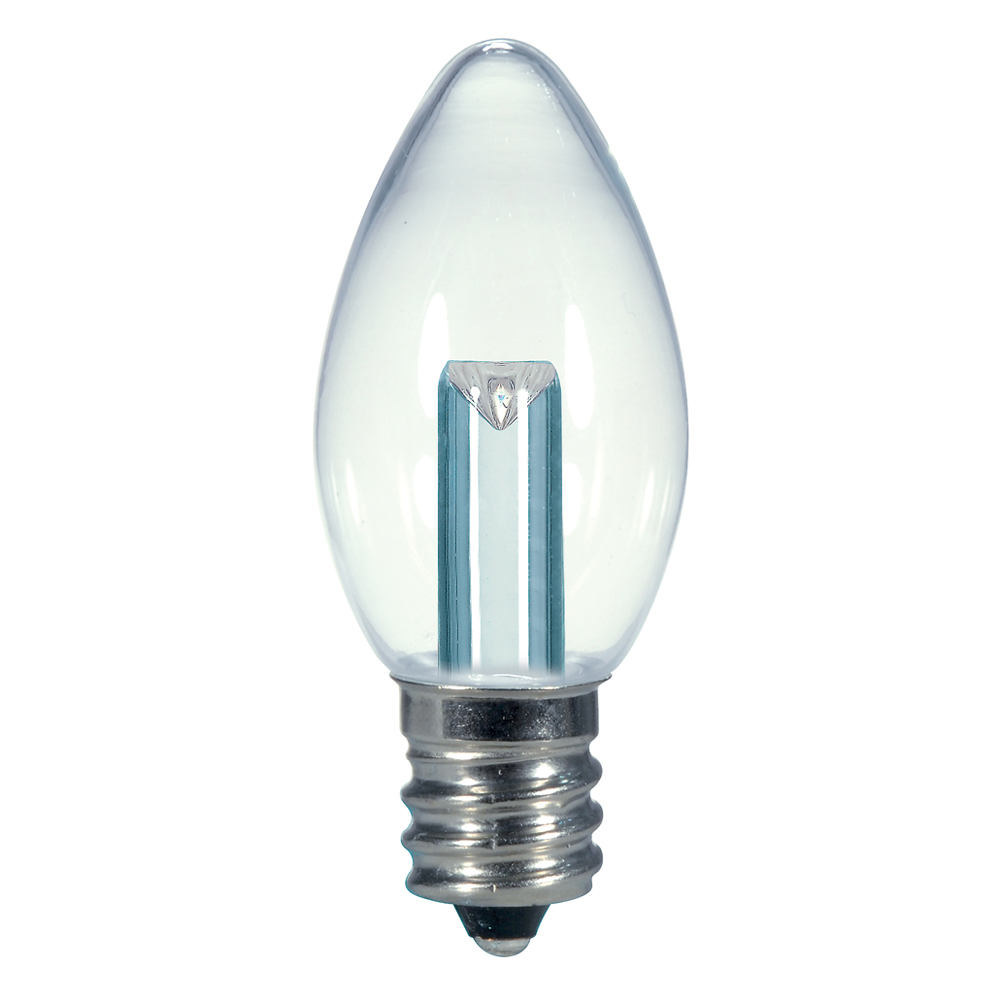 Candle LED Light, Designation: 0.5W LED C7 Night Light Bulb - Candelabra Base - Clear - 2700K - 120V