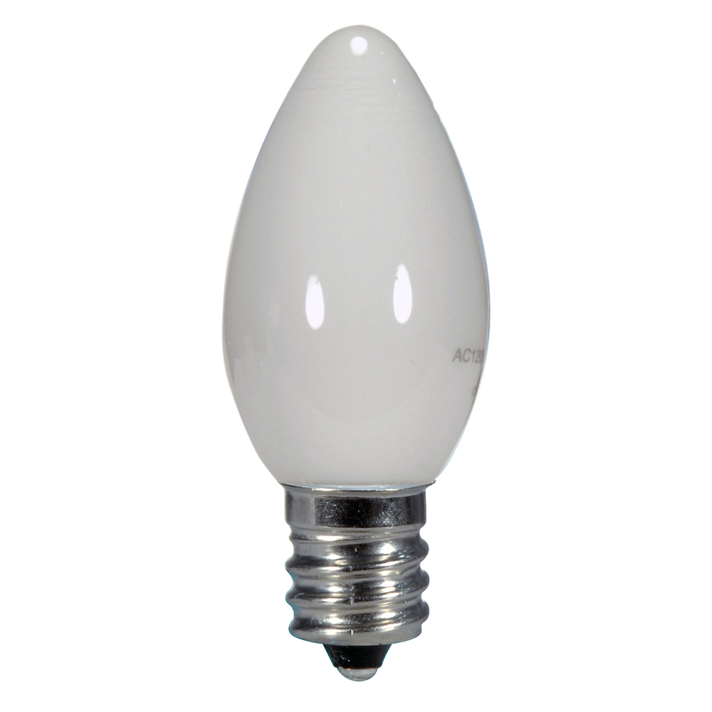 Candle LED Light, Designation: 0.5W LED C7 Night Light Bulb - Candelabra Base - White - 2700K - 120V