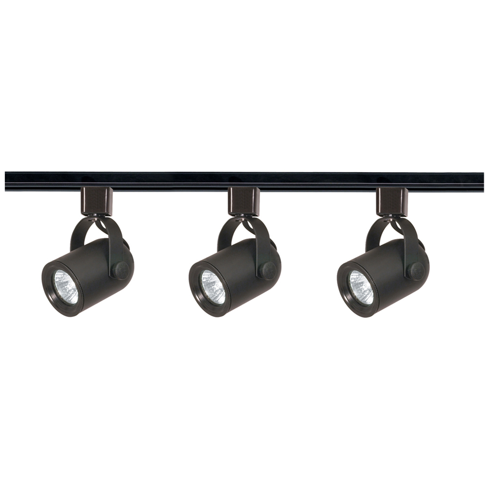 3 Light - MR16 - Round Back Track Kit - Line Voltage - Black