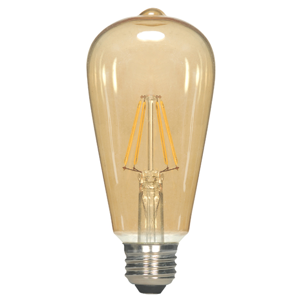 LED Filament, Designation: 4.5W ST19 Filament LED - Medium Base - Transparent Amber - 2300K - 120V