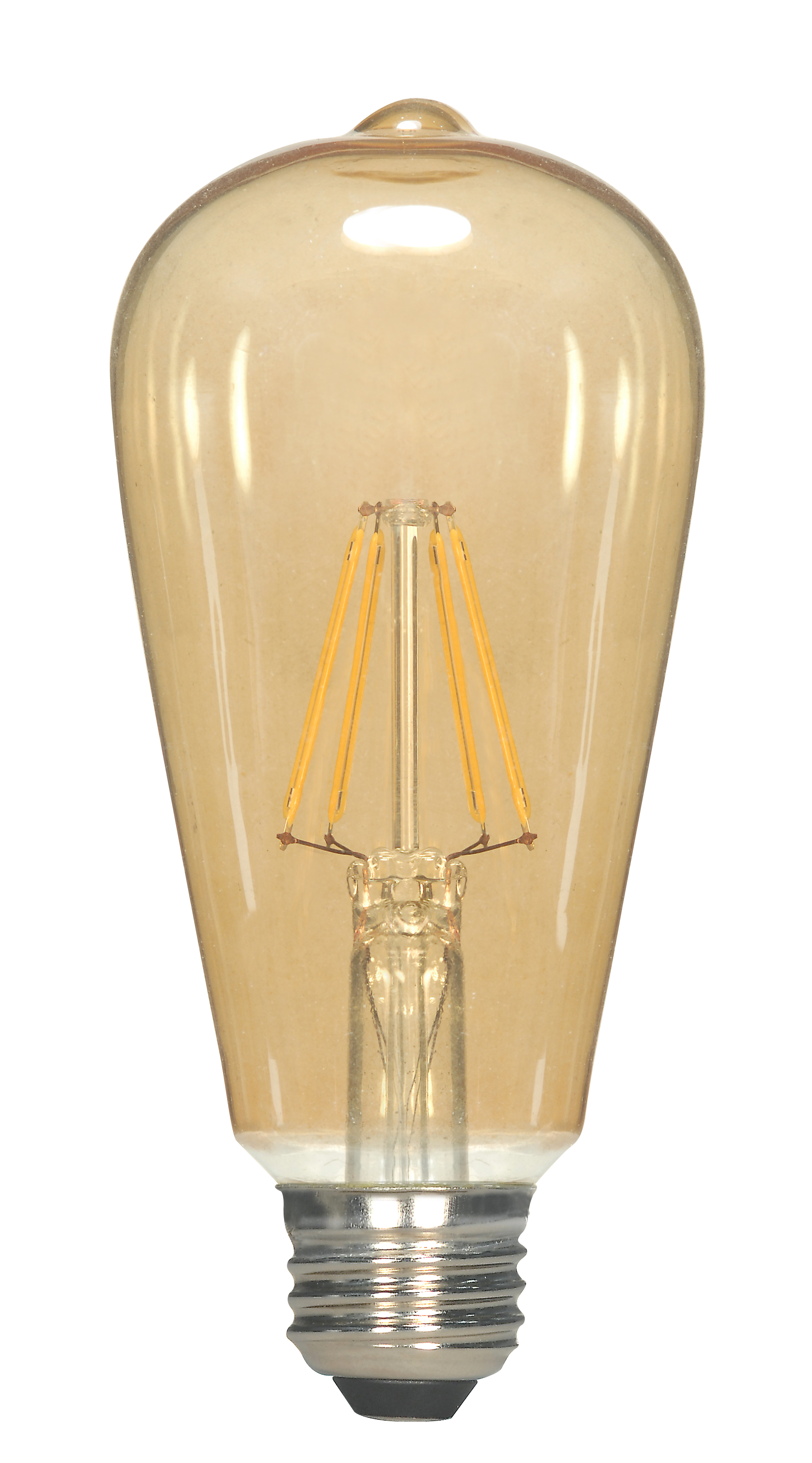 LED Filament, Designation: 6.5W ST19 Filament LED - Medium Base - Transparent Amber - 2300K - 120V
