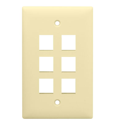 Product image for On-Q WP3406-LA 1-Gang 6-Port Light Almond High Impact Flame Retardant Plastic Keystone Wallplate