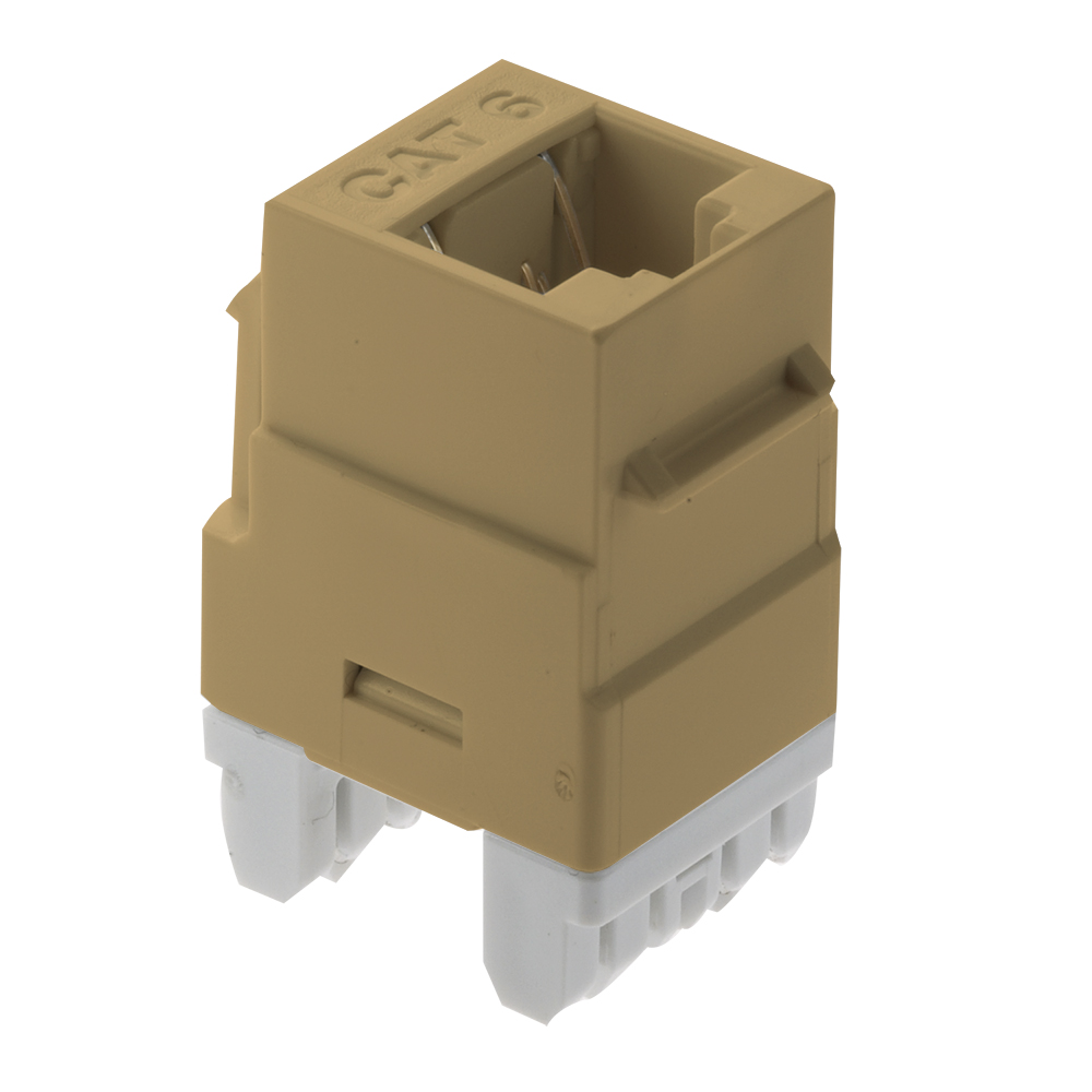 Product image for On-Q WP3460-IV 1-Port RJ45 Category 6 Ivory Plastic Snap-In Keystone Connector