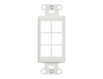 Product image for On-Q WP3416-WH 1.65 x 0.28 x 4.19 Inch 6-Port White Plastic Wall Box Mounting Non-Flexible Outlet Strap