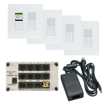 Product image for Pass & Seymour IC7400WH Selective Call Intercom 4-Location Kit - White