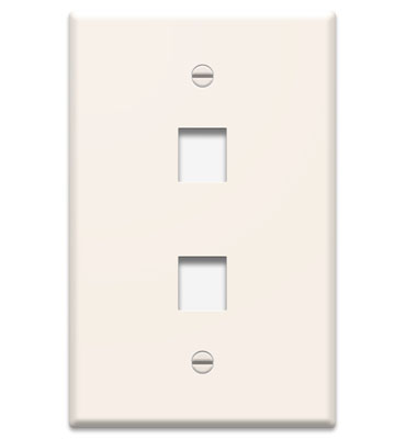 Product image for On-Q WP3402-LA 1-Gang 2-Port Light Almond High Impact Flame Retardant Plastic Keystone Wallplate