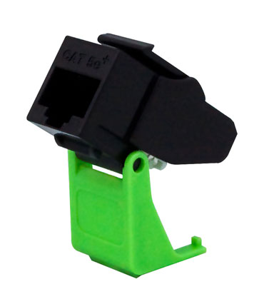 Product image for On-Q WP3550-BK Black CAT 5E Snap and Go Keystone Connector