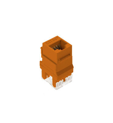 Product image for On-Q WP3450-OR 1-Port RJ45 Category 5E Orange Plastic Snap-In Keystone Connector