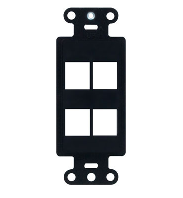 Product image for On-Q WP3414-BK 1.65 x 0.28 x 4.19 Inch 4-Port Black Plastic Wall Box Mounting Non-Flexible Outlet Strap