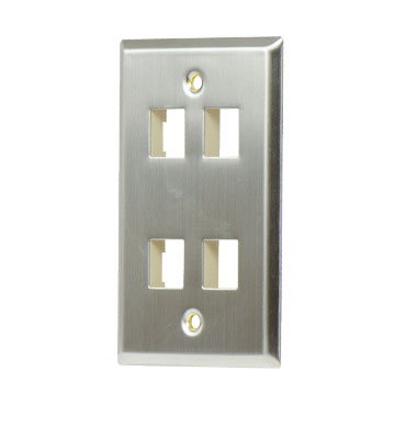 Product image for On-Q WP3404-SS 1Gang Wall Plate, 4-Port - Stainless Steel