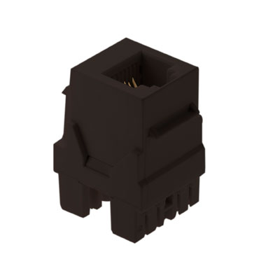 Product image for On-Q WP3425-BR RJ25 6-Position 6-Wire Brown Plastic Snap-In Keystone Connector