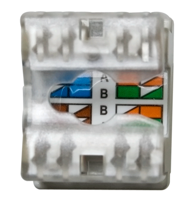 Product image for On-Q WP3450-WH-50 1-Port RJ45 Category 5E White Plastic Snap-In Keystone Connector