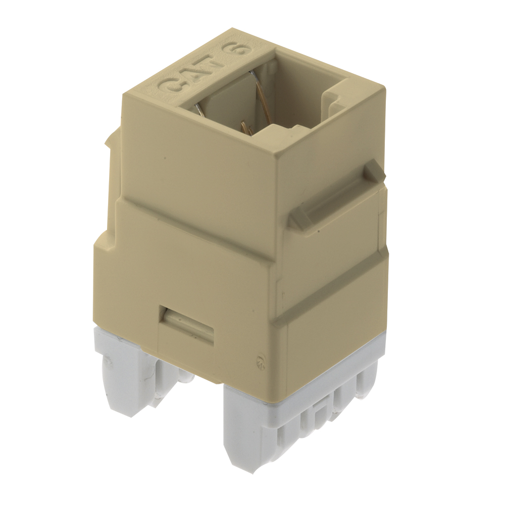 Product image for On-Q WP3460-LA 1-Port RJ45 Category 6 Light Almond Plastic Snap-In Keystone Connector