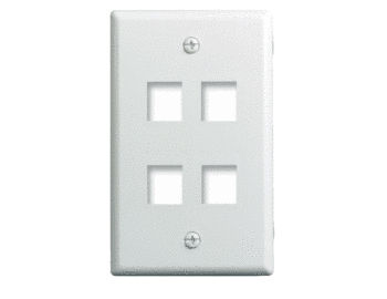 Product image for On-Q WP3404-WH 1-Gang 4-Port White High Impact Flame Retardant Plastic Keystone Wallplate
