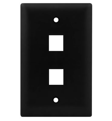Product image for On-Q WP3402-BK 1-Gang 2-Port Black High Impact Flame Retardant Plastic Keystone Wallplate