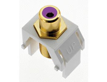Product image for On-Q WP3466-WH White Plastic RCA to F-Connector Audio/Video Keystone Insert