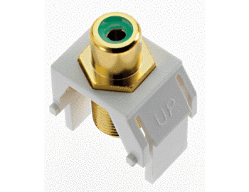 Product image for On-Q WP3463-WH White Plastic RCA to F-Connector Audio/Video Keystone Insert