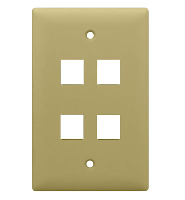 Product image for On-Q WP3404-IV 1-Gang 4-Port Ivory High Impact Flame Retardant Plastic Keystone Wallplate