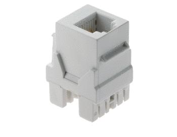 Product image for On-Q WP3425-WH RJ25 6-Position 6-Wire White Plastic Snap-In Keystone Connector