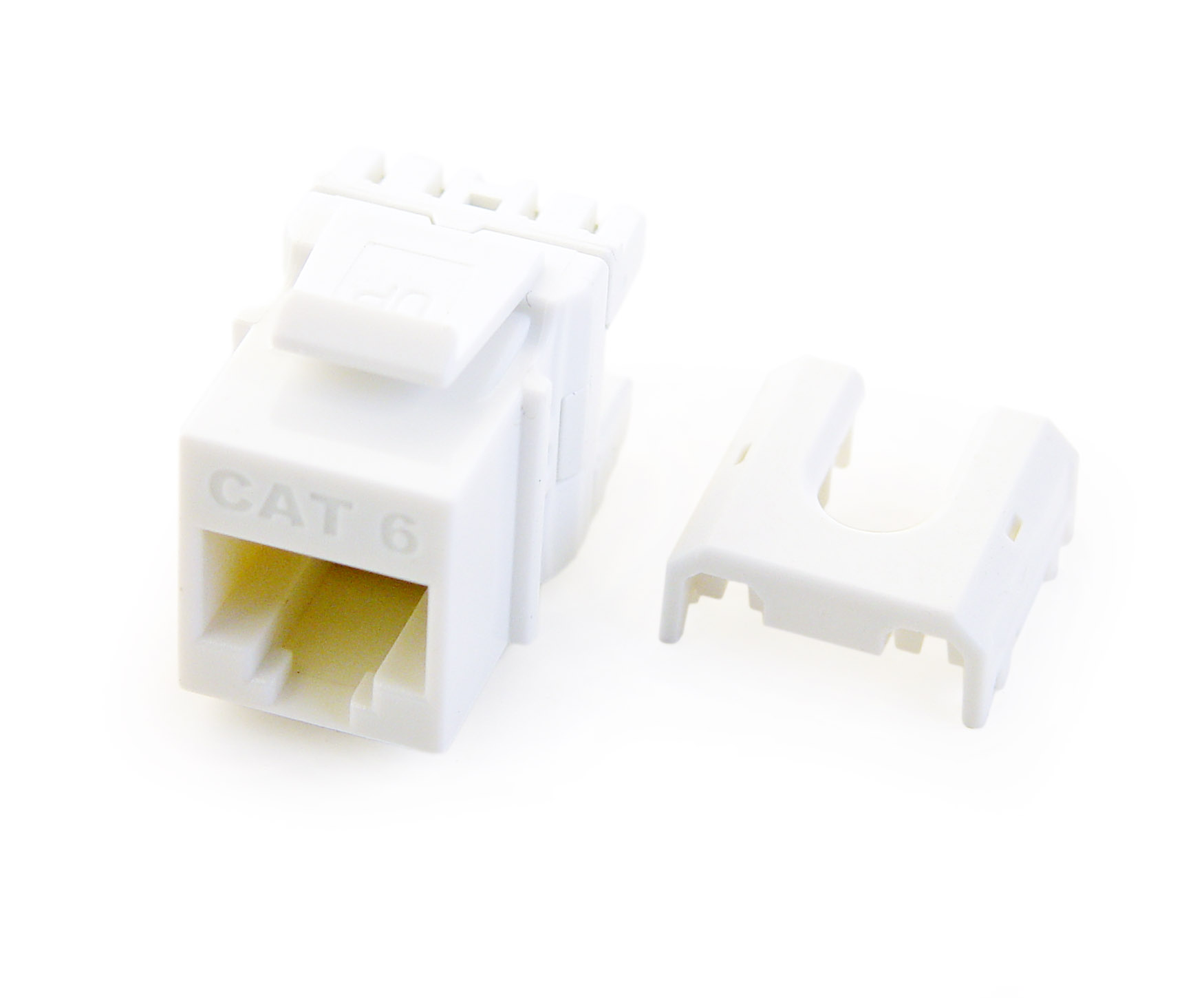 Product image for On-Q WP3476-WH-10 RJ45 8-Position 8-Wire Category 6 White Phosphor Bronze Male Quick Connect Keystone Insert