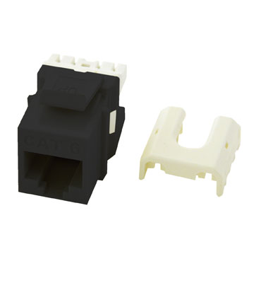 Product image for On-Q WP3476-BK RJ45 8-Position 8-Wire Category 6 Black Plastic Quick Connect Keystone Connector