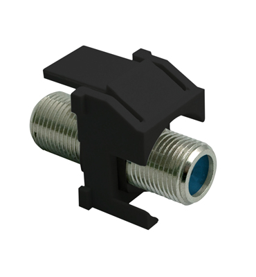 Product image for On-Q WP3481-BK Black Plastic Recessed Nickel Self-Terminating F-Video Insert