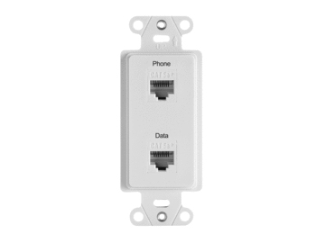 Product image for On-Q WP3220-WH 2-Port RJ45 8-Position 8-Wire White Plastic Pre-Configured Data Communication Decorator Strap