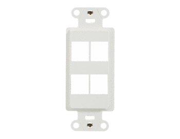 Product image for On-Q WP3414-WH 1.65 x 0.28 x 4.19 Inch 4-Port White Plastic Wall Box Mounting Non-Flexible Outlet Strap
