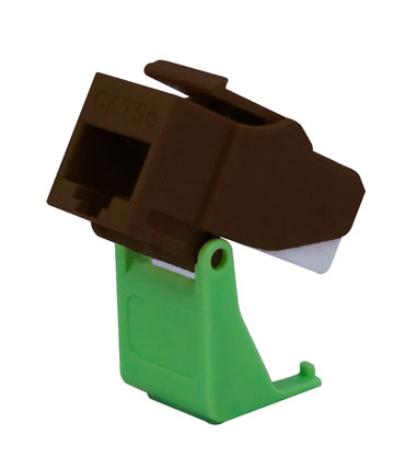 Product image for On-Q WP3550-BR RJ45 Category 5E Brown Snap-In Keystone Connector
